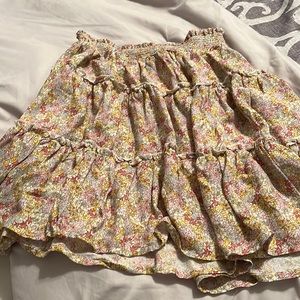Floral pint skirt - short pheasant skirt pink, tan, cream